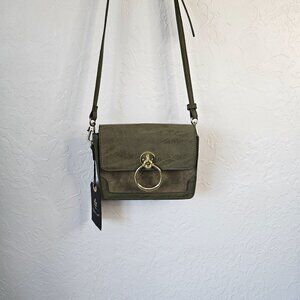 Moda Luxe Olive Crossbody Bag With Gold Ring Accent